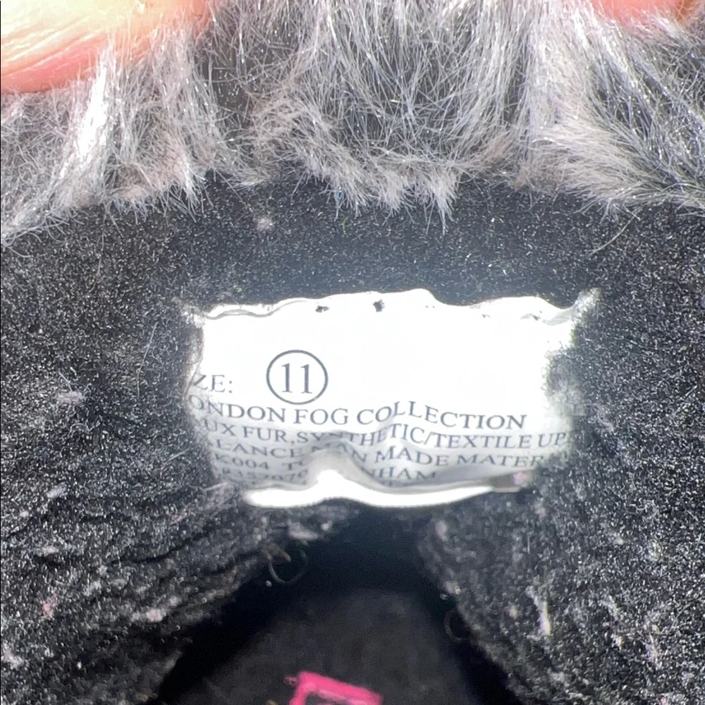 Size 11 London Fog Black and Pink Fur-Lined Boots. Like new.